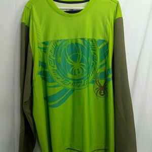 Mens Spyder Venom neon green large pullover shirt